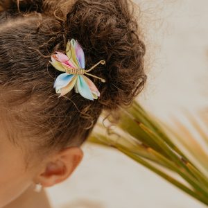 Haarspeldje vlinder met regenboog en glitters