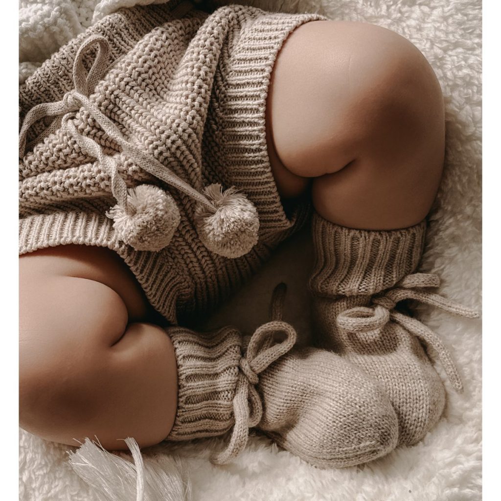 Merino wol booties zand