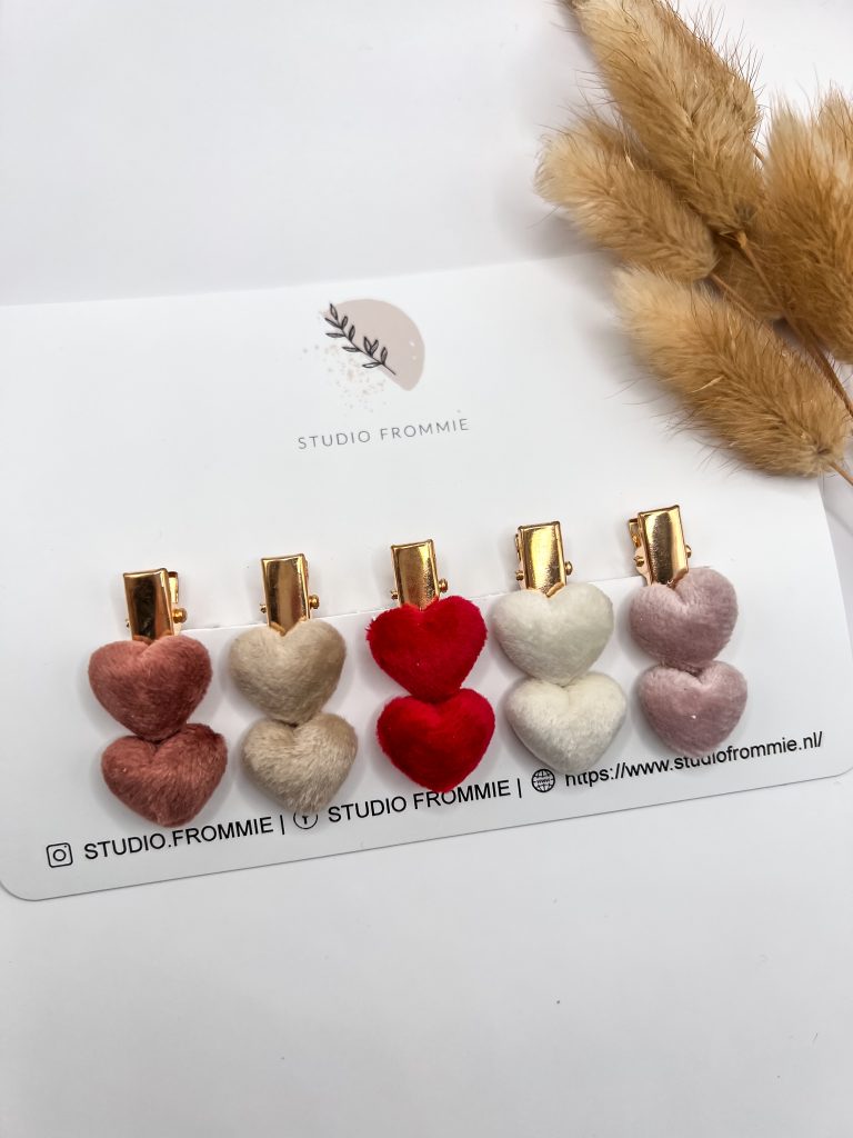 Setje haarspeldjes hearts. Hartjes. Alligator. Zilver of goud.