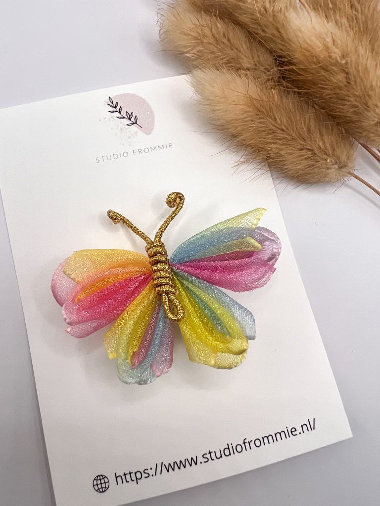 Haarspeldje vlinder met regenboog en glitters