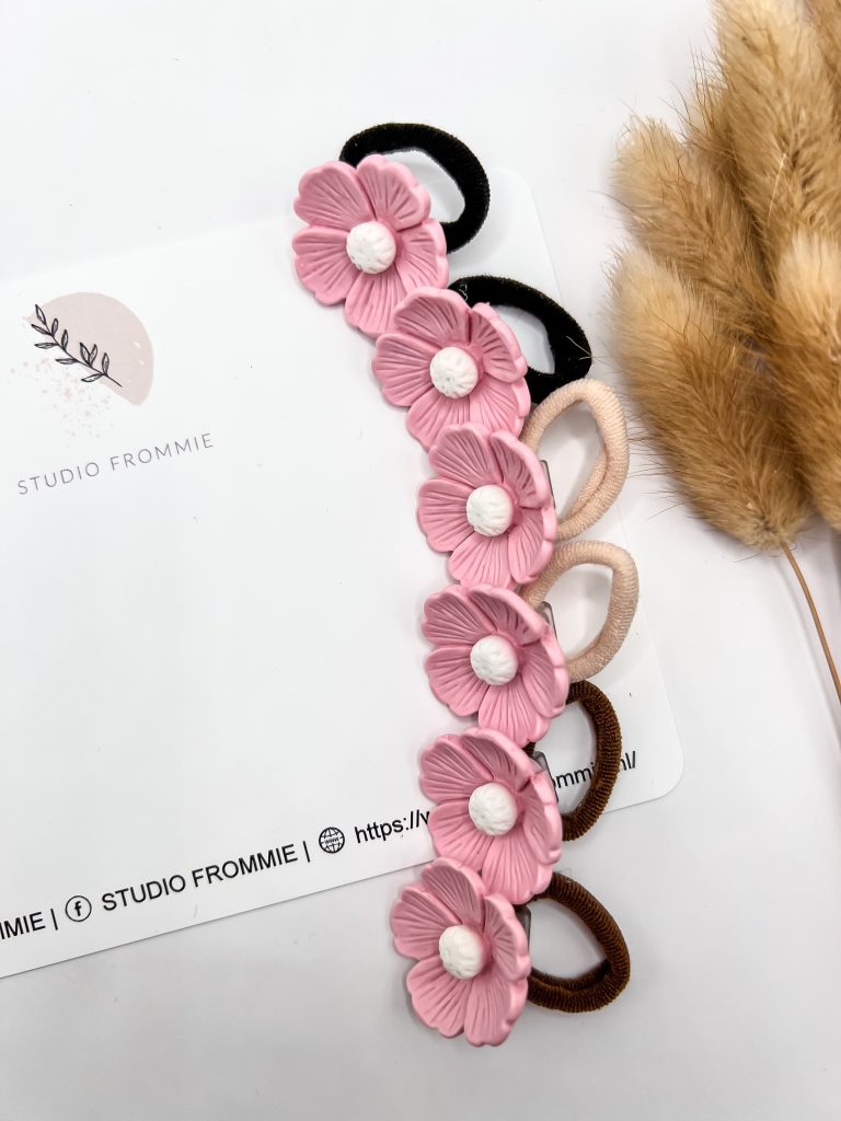 Haarelastiekjes madelief roze