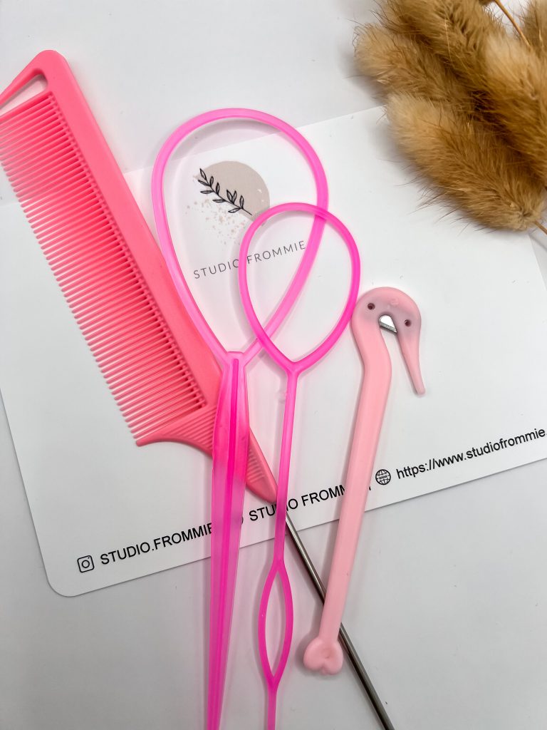 Combiset: Puntkam, elastiekjesverwijderaar & topsy tail loop (2st)