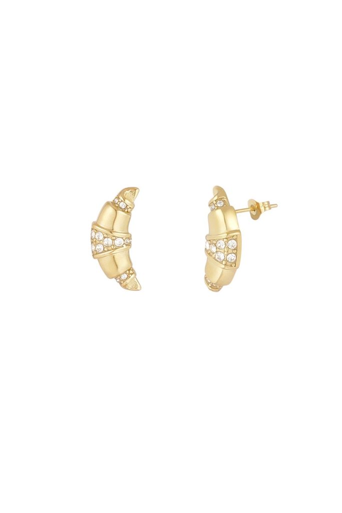oorbellen croissant stud goud