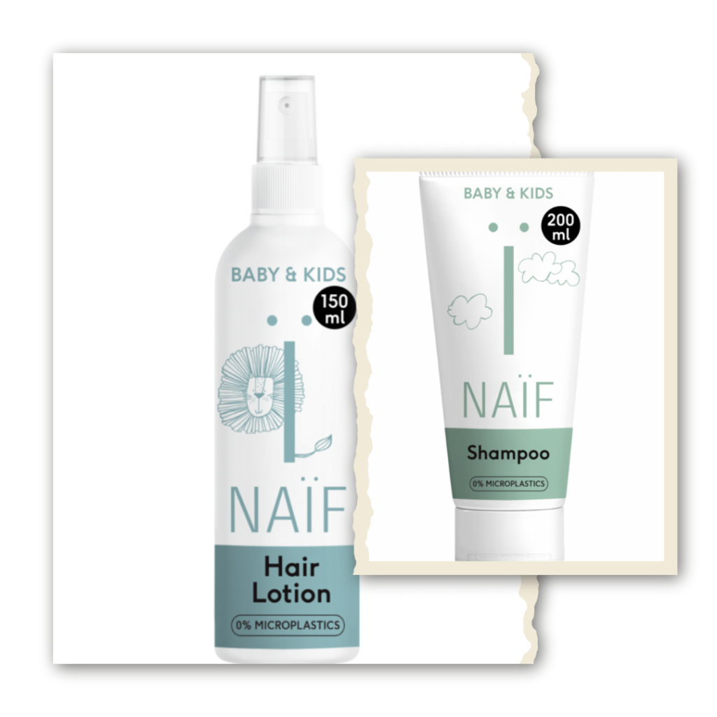 Bundle: Naïf Anti-klit Haarlotion voor Baby & Kids 150ml + Naïf Voedende Shampoo voor Baby & Kids 200ml