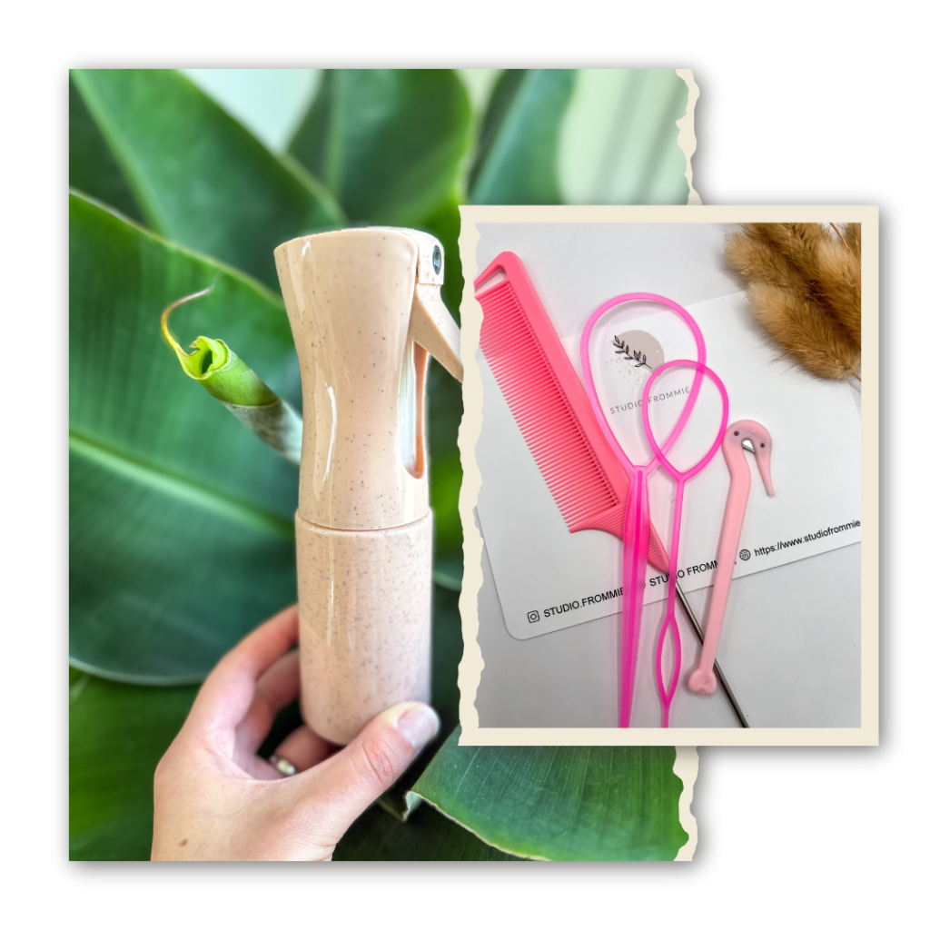 Bundle: Vernevelende sprayfles + Combiset: Puntkam, elastiekjesverwijderaar & topsy tail loop (2st)