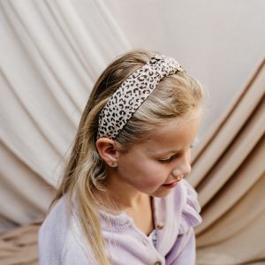 Diadeem knoop haarband luipaard beige