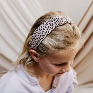 Diadeem knoop haarband luipaard roze