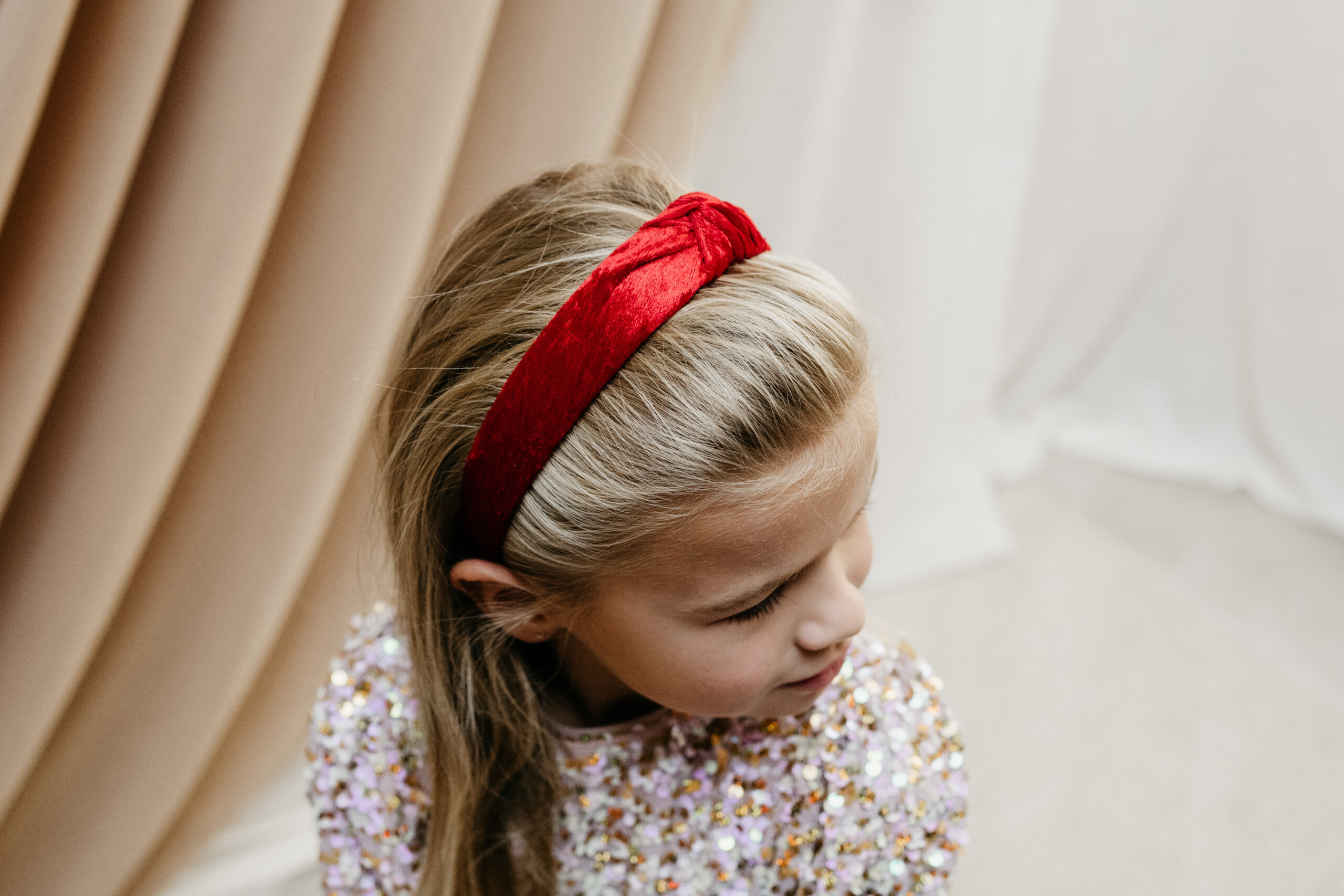 MEES & MEG x Studio Frommie | Diadeem knoop haarband - Kerst Rood