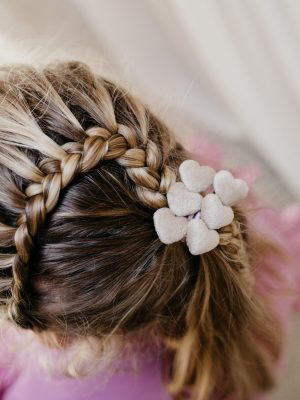 Setje haarspeldjes hartjes - beige