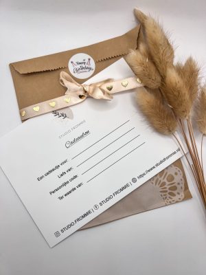 Cadeaubon Studio Frommie. Verjaardag, zo maar, communie, geboorte, baby shower of kraamvisite