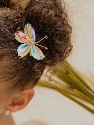 Haarspeldje vlinder met regenboog en glitters