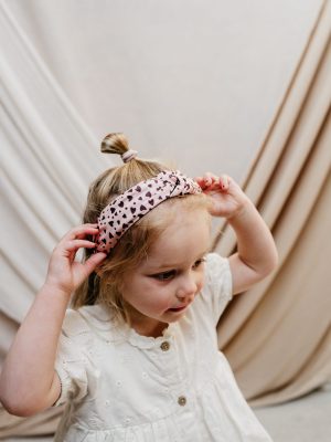 Diadeem knoop haarband hartjes roze