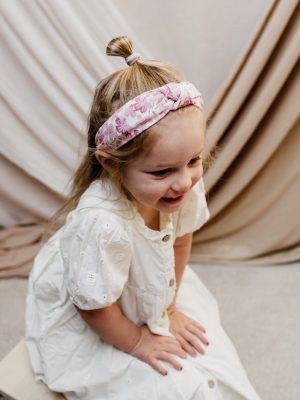Diadeem knoop haarband roze bloemen