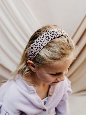 Diadeem knoop haarband luipaard roze